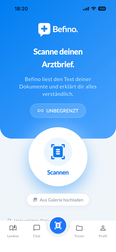 Befino Scanner-Ansicht